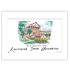 LSU Paul M. Hebert Law Center, Matted Watercolor Wall Art 11" x 14" by Laura Wilcox