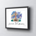 LSU Memorial Tower, Framed Watercolor Wall Art 16" x 20" by Laura Wilcox