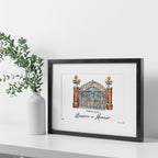 Michigan Stadium Gate, Framed Watercolor Wall Art 16" x 20" by Laura Wilcox