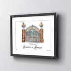Michigan Stadium Gate, Framed Watercolor Wall Art 11" x 14" by Laura Wilcox