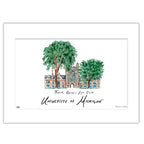 Michigan Tudor Gothic Law Quad, Matted Watercolor Wall Art 16" x 20" by Laura Wilcox