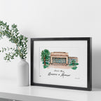 Michigan Angell Hall, Framed Watercolor Wall Art 16" x 20" by Laura Wilcox