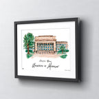 Michigan Angell Hall, Framed Watercolor Wall Art 16" x 20" by Laura Wilcox