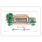 Michigan Angell Hall, Matted Watercolor Wall Art 11" x 14" by Laura Wilcox
