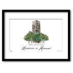 Michigan Burton Memorial Tower, Framed Watercolor Wall Art 16" x 20" by Laura Wilcox