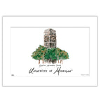 Michigan Burton Memorial Tower, Matted Watercolor Wall Art 11" x 14" by Laura Wilcox