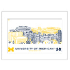 Michigan Wolverines Matted Campus Line Wall Art 11" x 14"