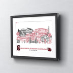 South Carolina Gamecocks Framed Campus Line Wall Art 11" x 14"