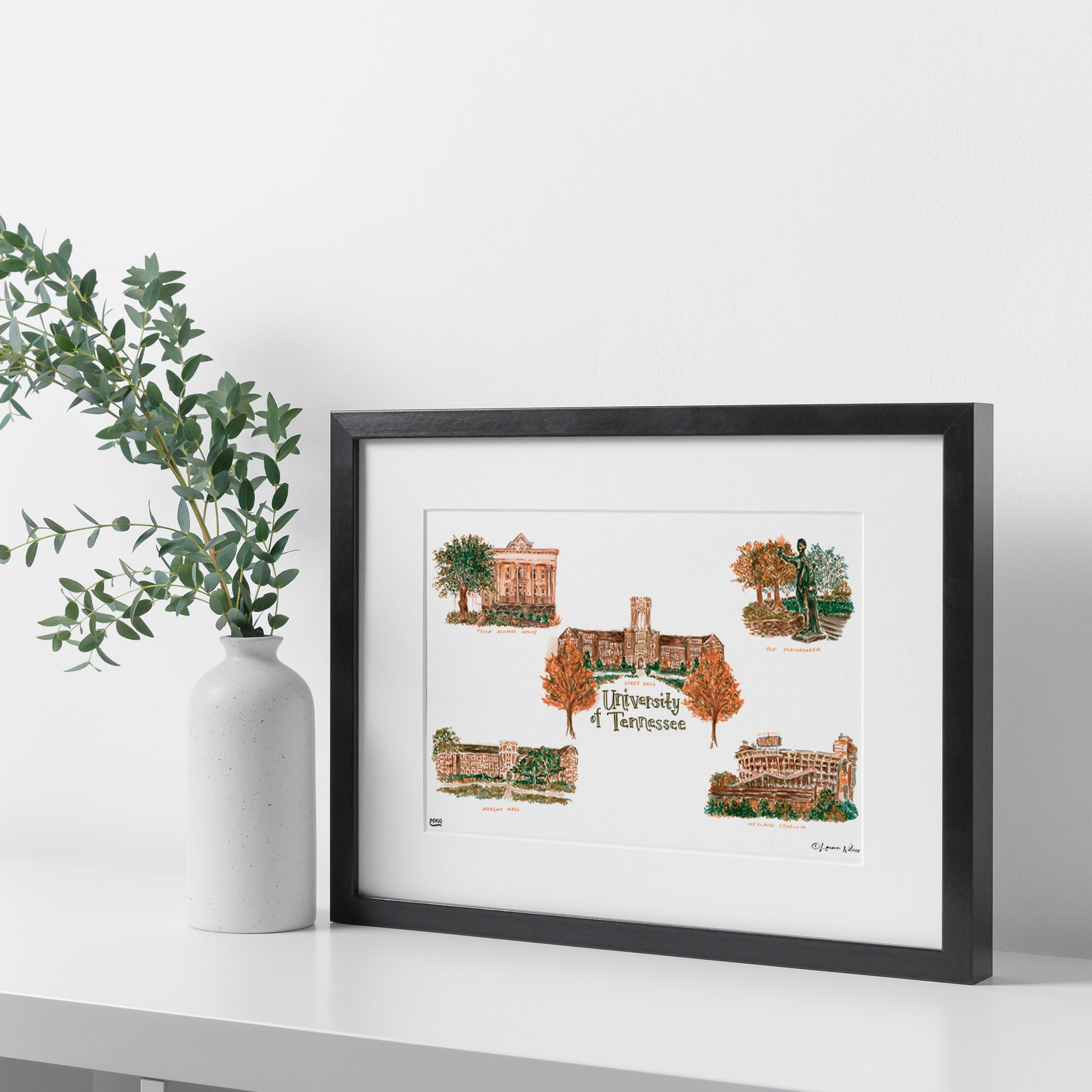 Tennessee Collage, Framed Watercolor Wall Art 16" x 20" by Laura Wilcox