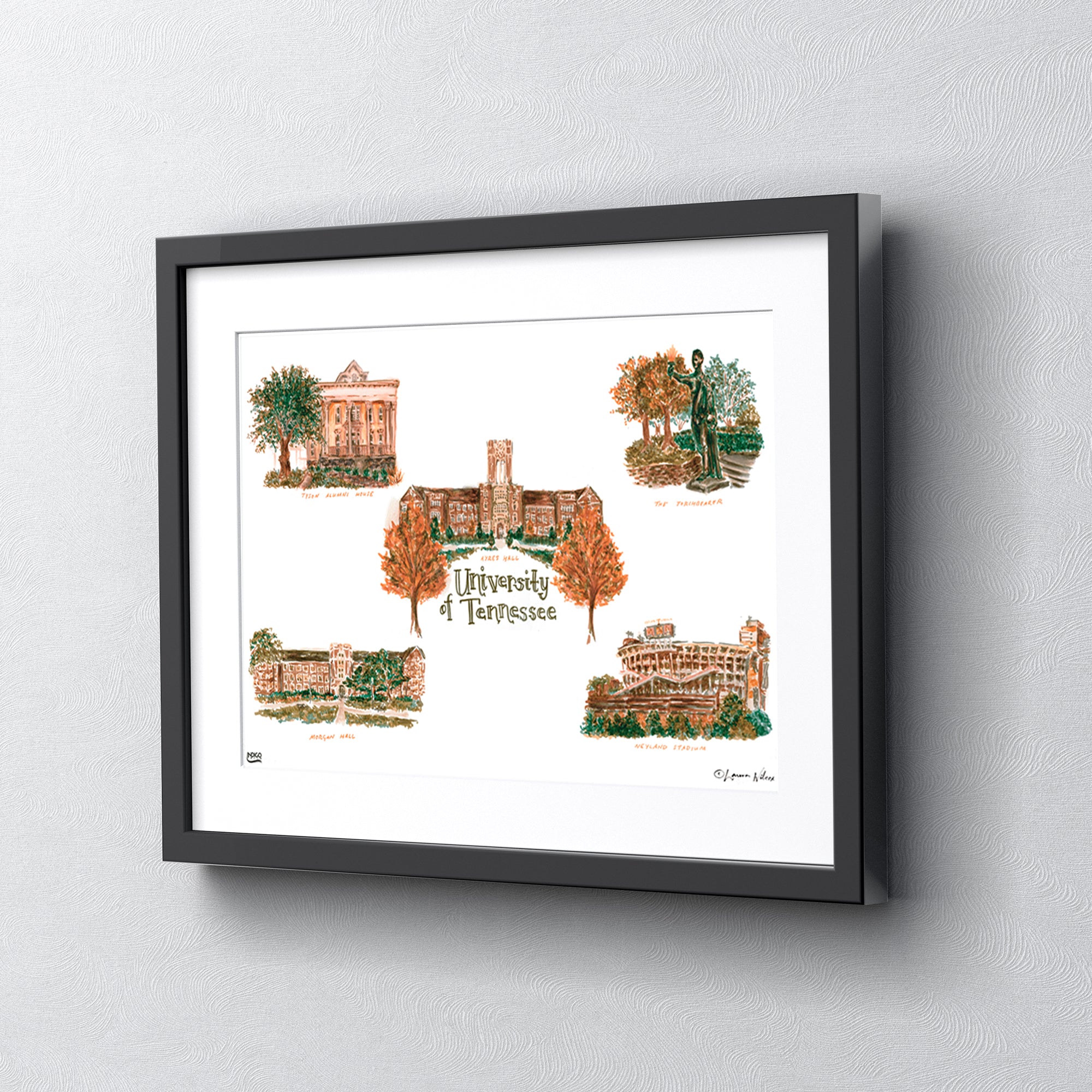 Tennessee Collage, Framed Watercolor Wall Art 16" x 20" by Laura Wilcox