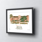 Tennessee Morgan Hall, Framed Watercolor Wall Art 11" x 14" by Laura Wilcox