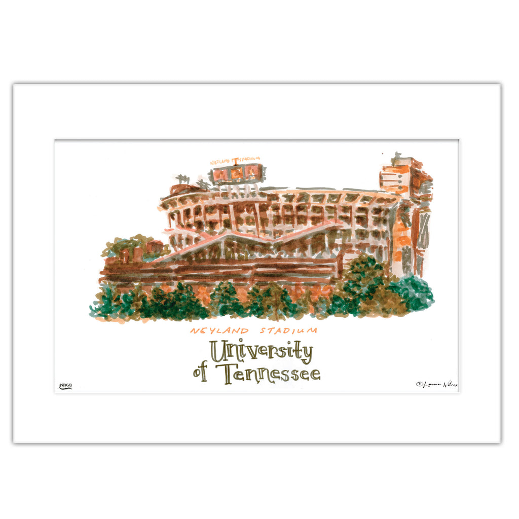 Tennessee Neyland Stadium, Matted Watercolor Wall Art 16" x 20" by Laura Wilcox