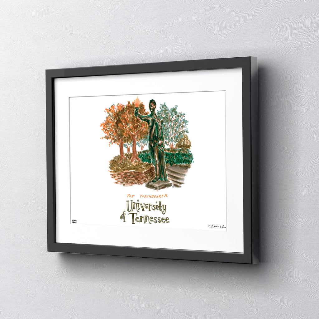 Tennessee The Torchbearer, Framed Watercolor Wall Art 16" x 20" by Laura Wilcox