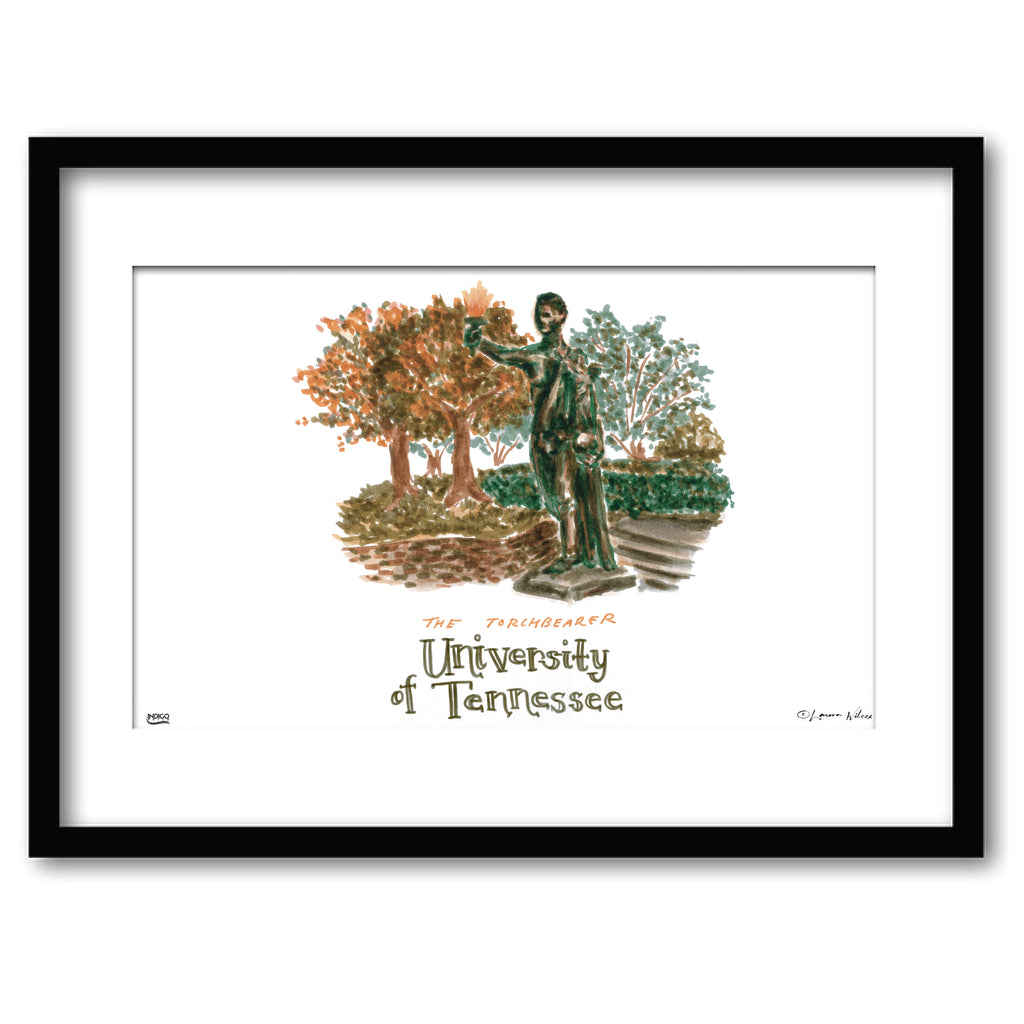 Tennessee The Torchbearer, Framed Watercolor Wall Art 16" x 20" by Laura Wilcox