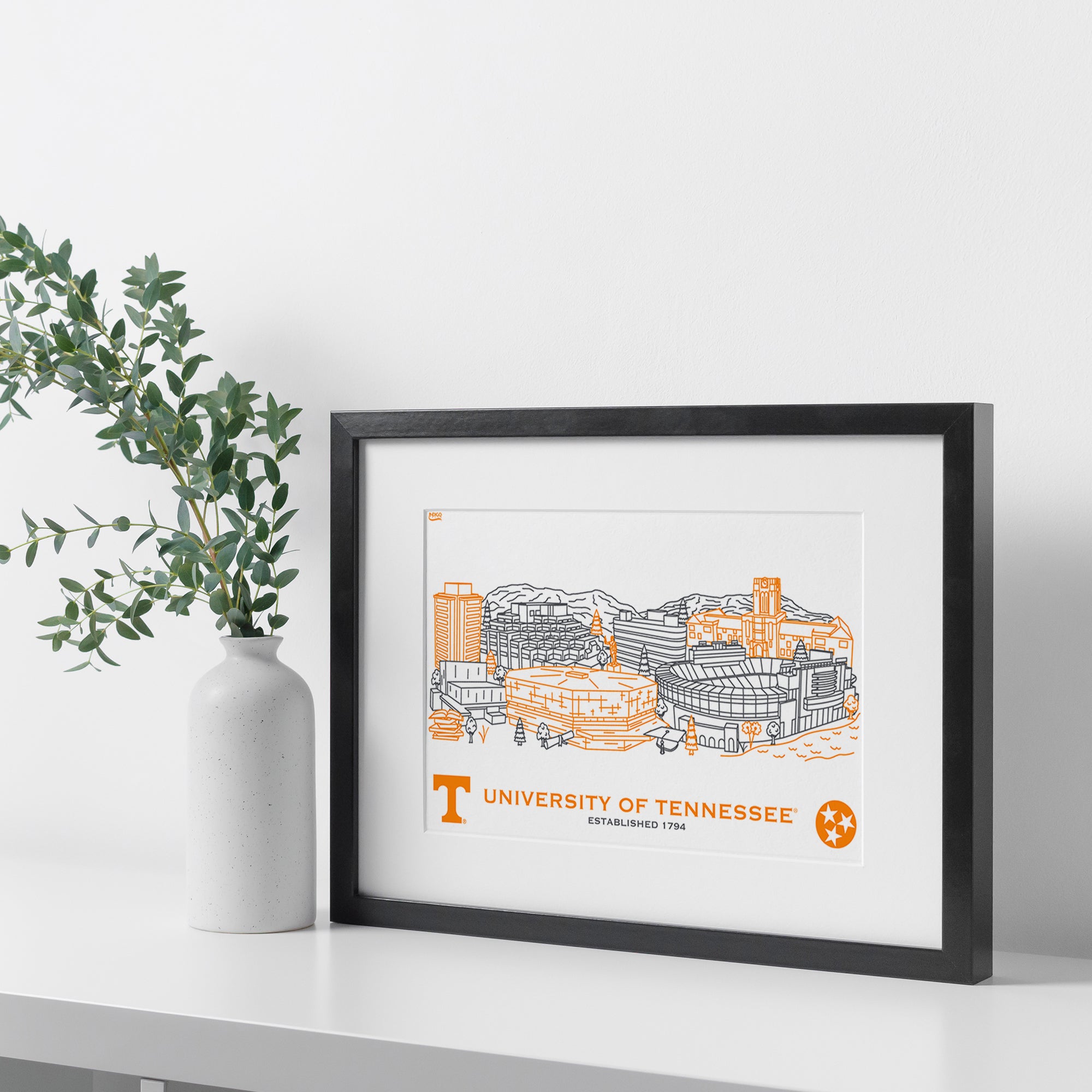 Tennessee Volunteers Framed Campus Line Wall Art 11" x 14"