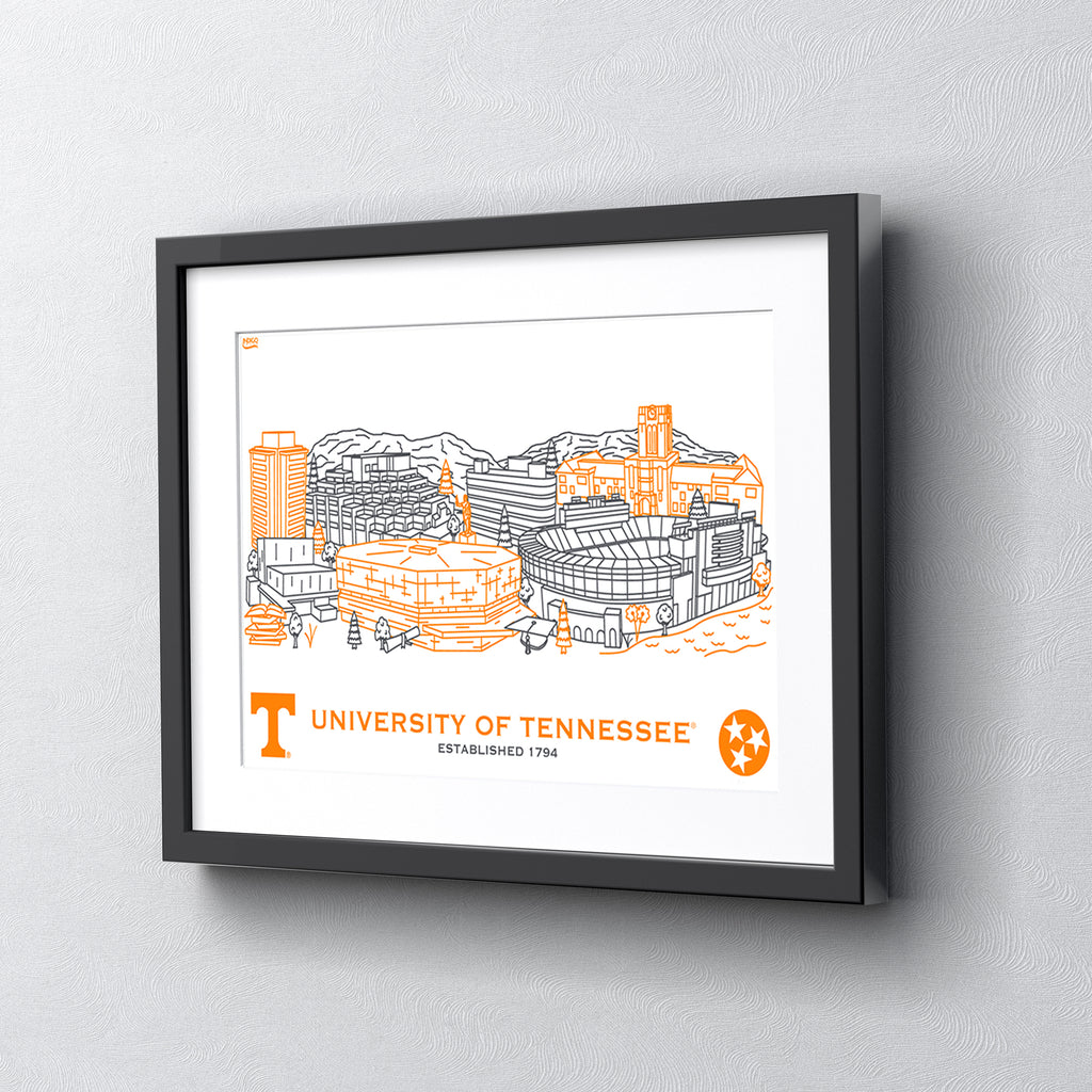 Tennessee Volunteers Framed Campus Line Wall Art 11" x 14"