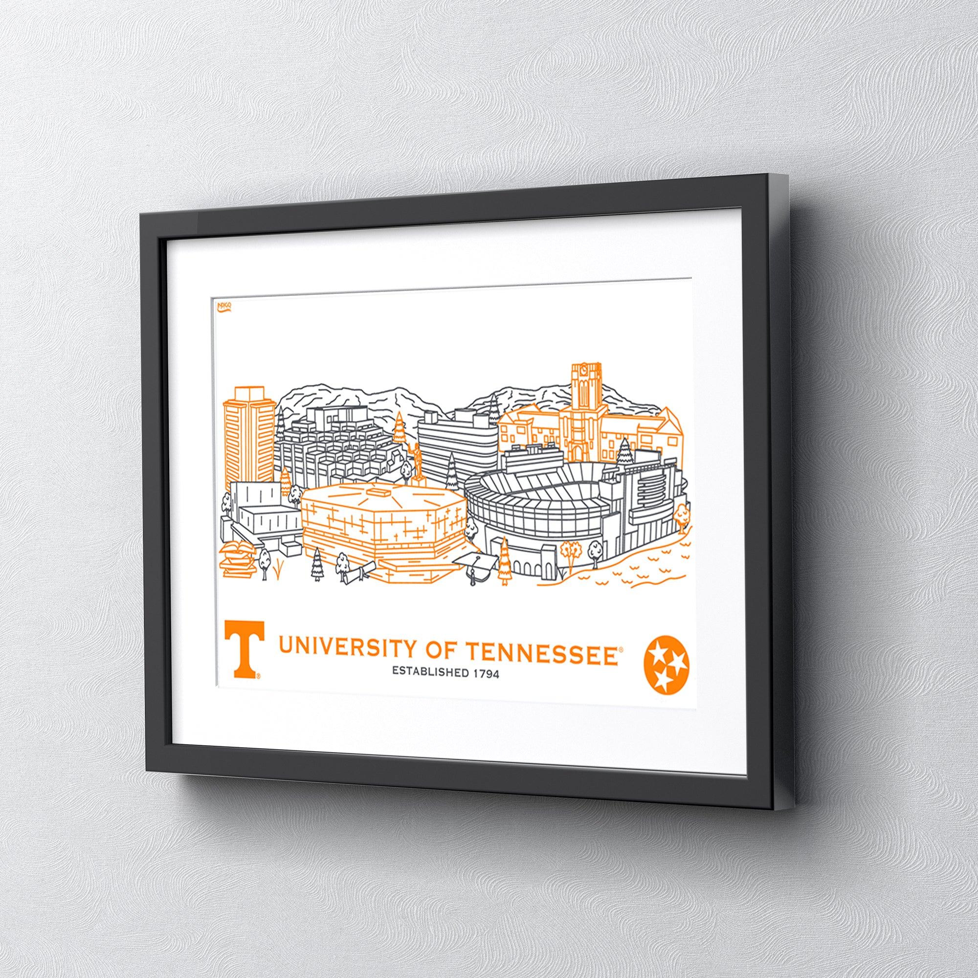 Tennessee Volunteers Framed Campus Line Wall Art 11" x 14"
