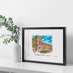 Texas at Austin Student Union, Framed Watercolor Wall Art 11" x 14" by Laura Wilcox