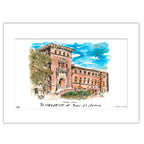 Texas at Austin Student Union, Matted Watercolor Wall Art 16" x 20" by Laura Wilcox