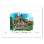 Texas at Austin Littlefield House, Matted Watercolor Wall Art 11" x 14" by Laura Wilcox