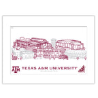 Texas A&M Aggies Matted Campus Line Wall Art 11" x 14"
