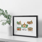 Notre Dame Collage, Framed Watercolor Wall Art 11" x 14" by Laura Wilcox