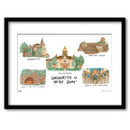Notre Dame Collage, Framed Watercolor Wall Art 11" x 14" by Laura Wilcox