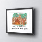Notre Dame Grotto of Our Lady of Lourdes, Framed Watercolor Wall Art 16" x 20" by Laura Wilcox