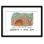 Notre Dame Grotto of Our Lady of Lourdes, Framed Watercolor Wall Art 16" x 20" by Laura Wilcox