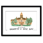 Notre Dame The Main Building, Framed Watercolor Wall Art 16" x 20" by Laura Wilcox