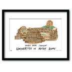 Notre Dame Stadium, Framed Watercolor Wall Art 16" x 20" by Laura Wilcox
