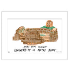 Notre Dame Stadium, Matted Watercolor Wall Art 16" x 20" by Laura Wilcox