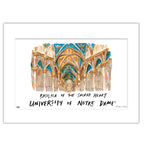 Notre Dame Basilica of the Sacred Heart, Matted Watercolor Wall Art 11" x 14" by Laura Wilcox