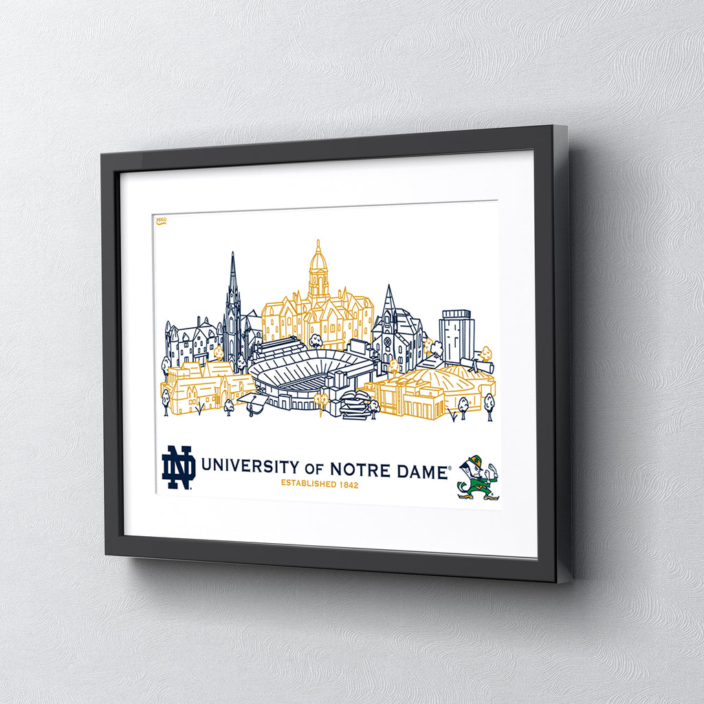 Notre Dame Fighting Irish Framed Campus Line Wall Art 11" x 14"