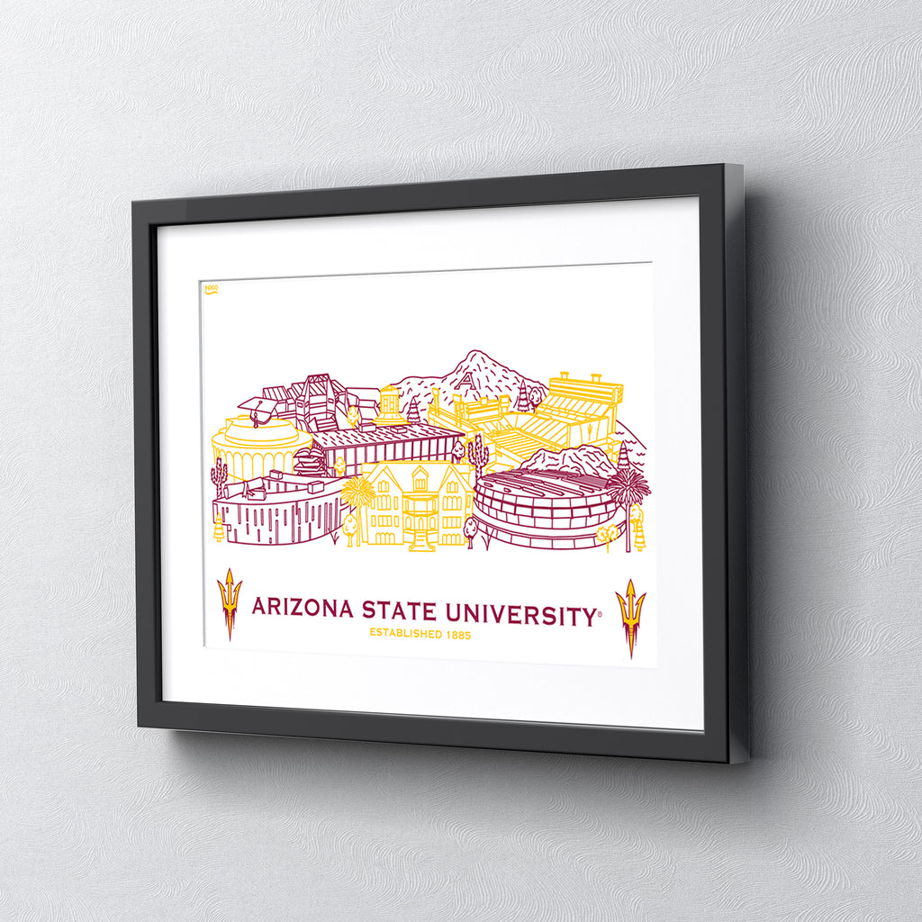 Arizona State Sun Devils Framed Campus Line Wall Art 11" x 14"
