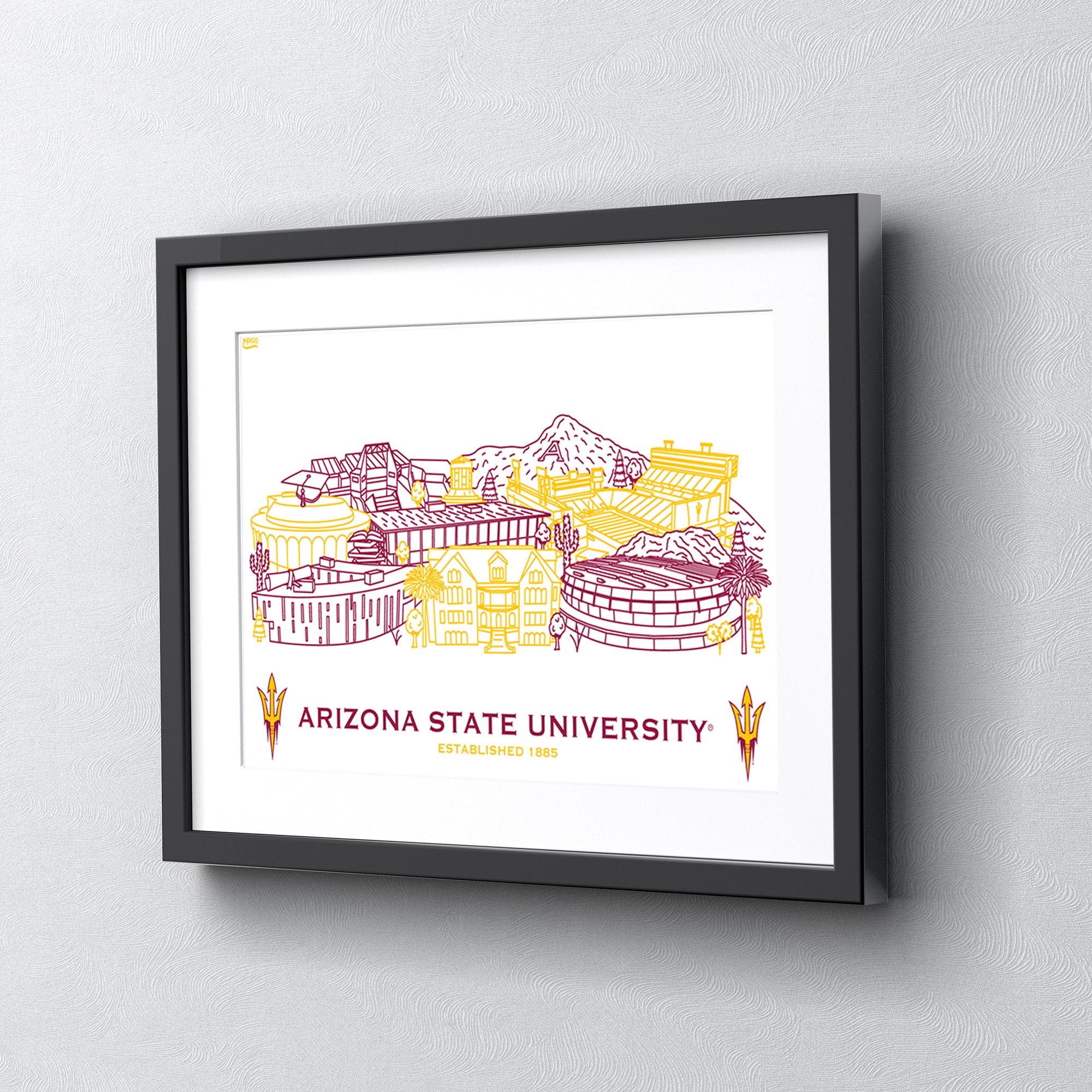 Arizona State Sun Devils Framed Campus Line Wall Art 11" x 14"