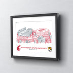 Washington State Cougars Framed Campus Line Wall Art 11" x 14"