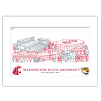 Washington State Cougars Matted Campus Line Wall Art 11" x 14"