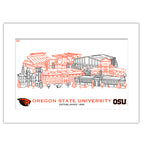 Oregon State Beavers Matted Campus Line Wall Art 11" x 14"