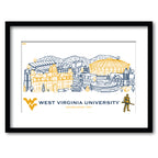 West Virginia Mountaineers Framed Campus Line Wall Art 11" x 14"