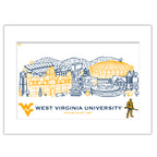 West Virginia Mountaineers Matted Campus Line Wall Art 11" x 14"