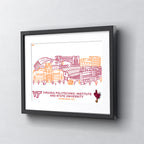 Virginia Tech Hokies Framed Campus Line Wall Art 11" x 14"