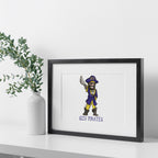 East Carolina Pirates Mascot by Laura Wilcox, Framed Watercolor Wall Art 16" x 20"