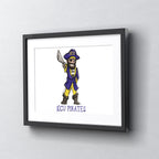 East Carolina Pirates Mascot by Laura Wilcox, Framed Watercolor Wall Art 16" x 20"