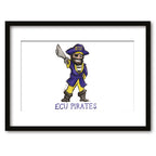 East Carolina Pirates Mascot by Laura Wilcox, Framed Watercolor Wall Art 16" x 20"