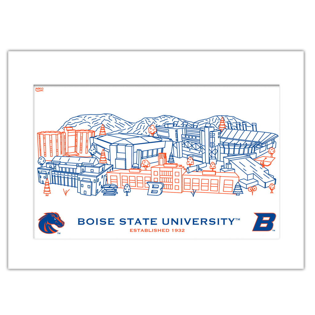 Boise State Broncos Matted Campus Line Wall Art 11" x 14"