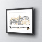 Wake Forest Demon Deacons Framed Campus Line Wall Art 11" x 14"