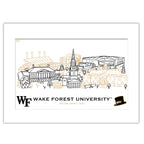 Wake Forest Demon Deacons Matted Campus Line Wall Art 11" x 14"