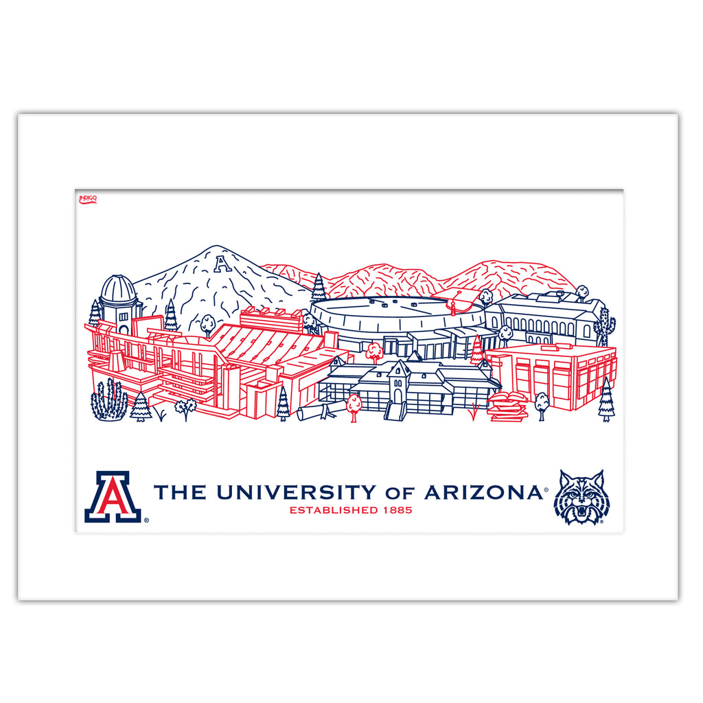 Arizona Wildcats Matted Campus Line Wall Art 11" x 14"