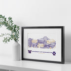 Washington Huskies Framed Campus Line Wall Art 11" x 14"